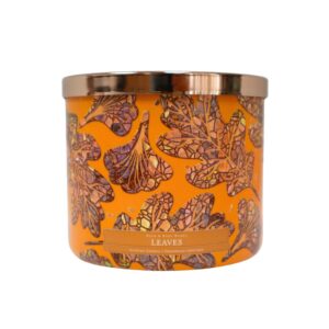 bath & body works leaves 3-wick scented candle 14.5oz, orange