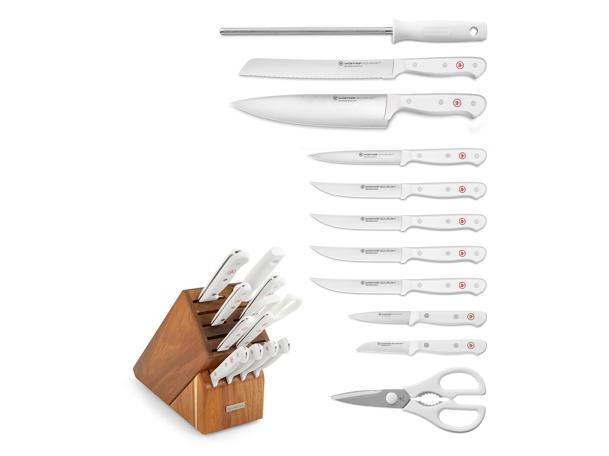 WÜSTHOF Gourmet White Twelve Piece Knife Block Set