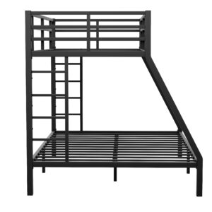 Bellemave Twin XL Over Queen Metal Bunk Bed for Kids,Heavy-Duty Bunk Bed with 2 Ladders,Space-Saving Bunk Bed for Teens/Adults,Noise-Free,Black