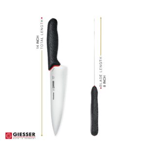 Giesser since 1776,Made in Germany, Chef Knife 8 Inch, Ultra Slip Resistant Handle material, Dishwashersafe, rustfree, German Kitchen knife