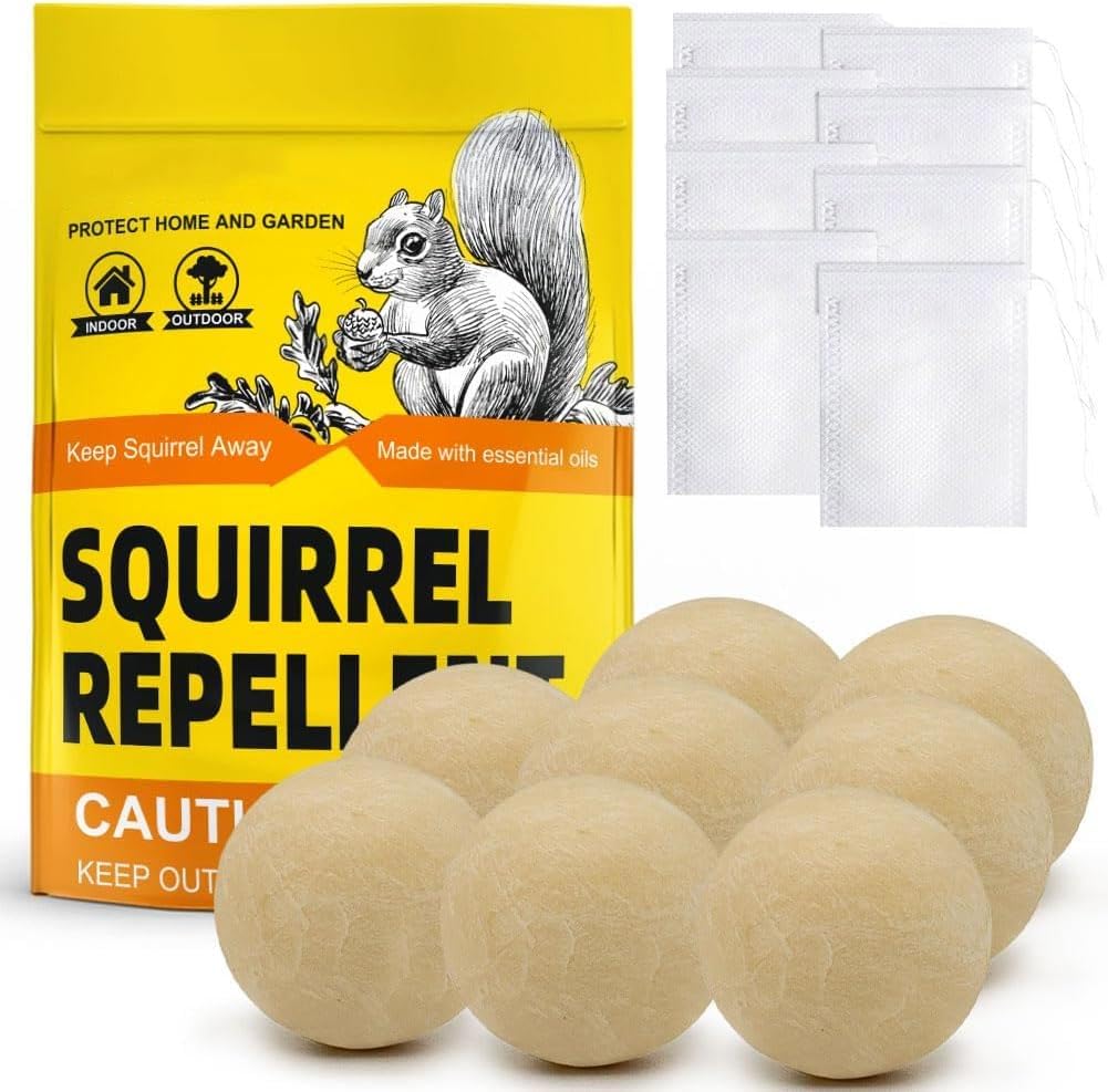 Squirrel Repellent Outdoor,Chipmunk Repellent Outdoor,Mint Squirrel Deterrent Outdoor,Squirrel Repellents for Garden, Get rid of Squirrels, Multi-Use Formula for Gardens, Attics and Around Home 8P