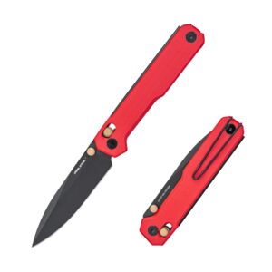 real steel perix crossbar lock camping knife 3.5'' nitro-v drop point blade, g10 handle (black pvd/red g10 handle)