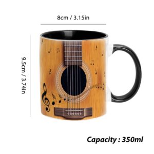 1/3 Ceramic Coffee Mug - Novelty Music Note Cups, Funny Music Note Coffee Mug | Guitars Piano Violin Musician Coffee Cup, Musical Notes Design Guitar Coffee Cup for Musical Teacher Music Lover