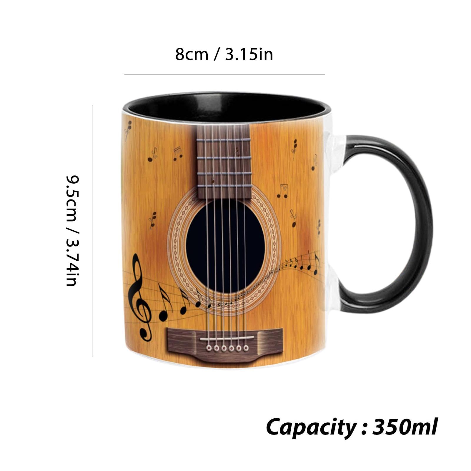 1/3 Ceramic Coffee Mug - Novelty Music Note Cups, Funny Music Note Coffee Mug | Guitars Piano Violin Musician Coffee Cup, Musical Notes Design Guitar Coffee Cup for Musical Teacher Music Lover