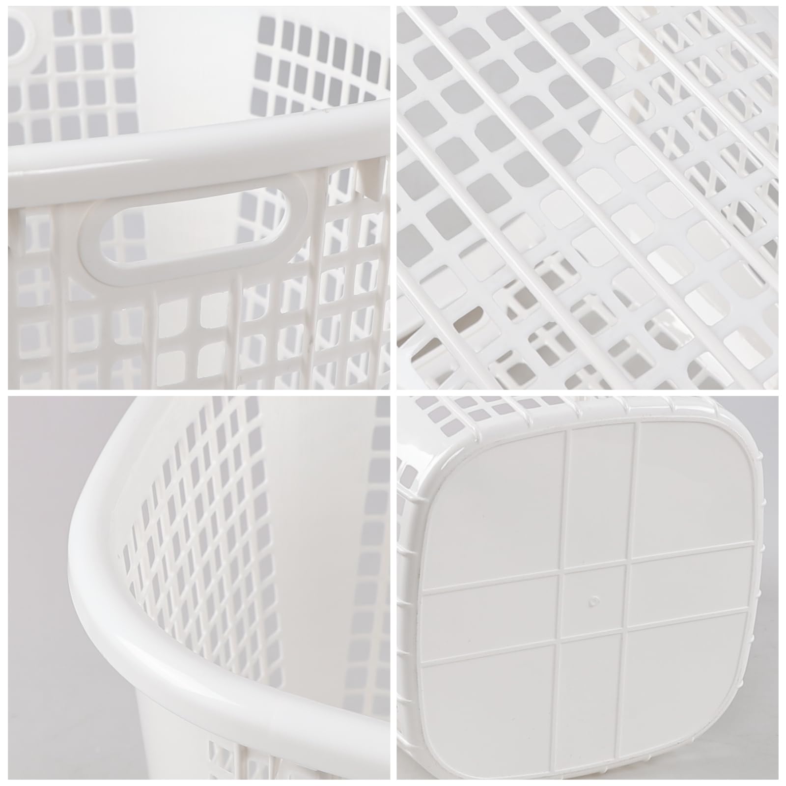 Kekow 45 L Large Storage Basket, 6-Pack Plastic Laundry Hamper, White