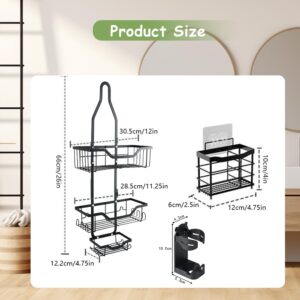 HMIEPRS Hanging Shower Caddy Over Shower Head, Bathroom Shower Organizer Hanging with Soap Holder Hooks, Large Capacity Shower Rack Basket Shelf for Towels, Sponge, Razor, Shampoo