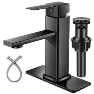 nictie bathroom faucet black bathroom sink faucet single hole single handle vanity sink faucet matte black modern commercial rv faucet with pop-up drain for 1 - or 3-hole bathroom sink