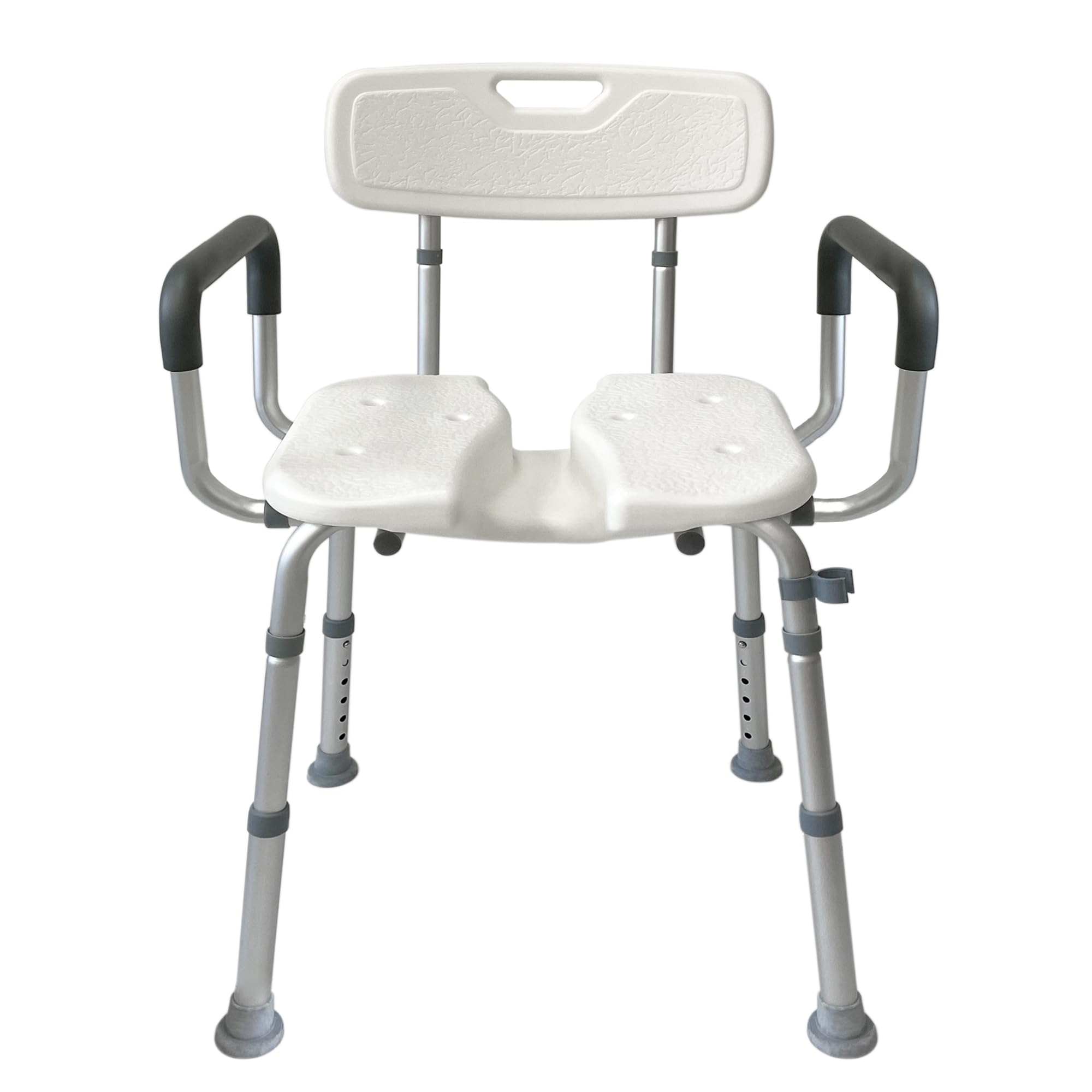 Retaoldth Ergonomical Shower Chair with Back and Arms, Integrated Anti-Slip Design Bath Chair, U-Shape Groove Cutout for Private Cleaning, for Handicap, Disabled, Seniors & Elderly