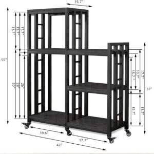 6-Tier Kitchen Bakers Rack Storage Shelf with Wheels, Utility Plant Stand/ Mini Fridge & Microwave Oven Stand Table, Coffee Bar, Adjustable Kitchen Shelves Freestadning for Home Office Patio