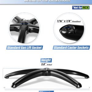 Sytopia 28" Heavy Duty Office Chair Base Replacement with Wheels (Set of 5), Metal Desk Chair Base