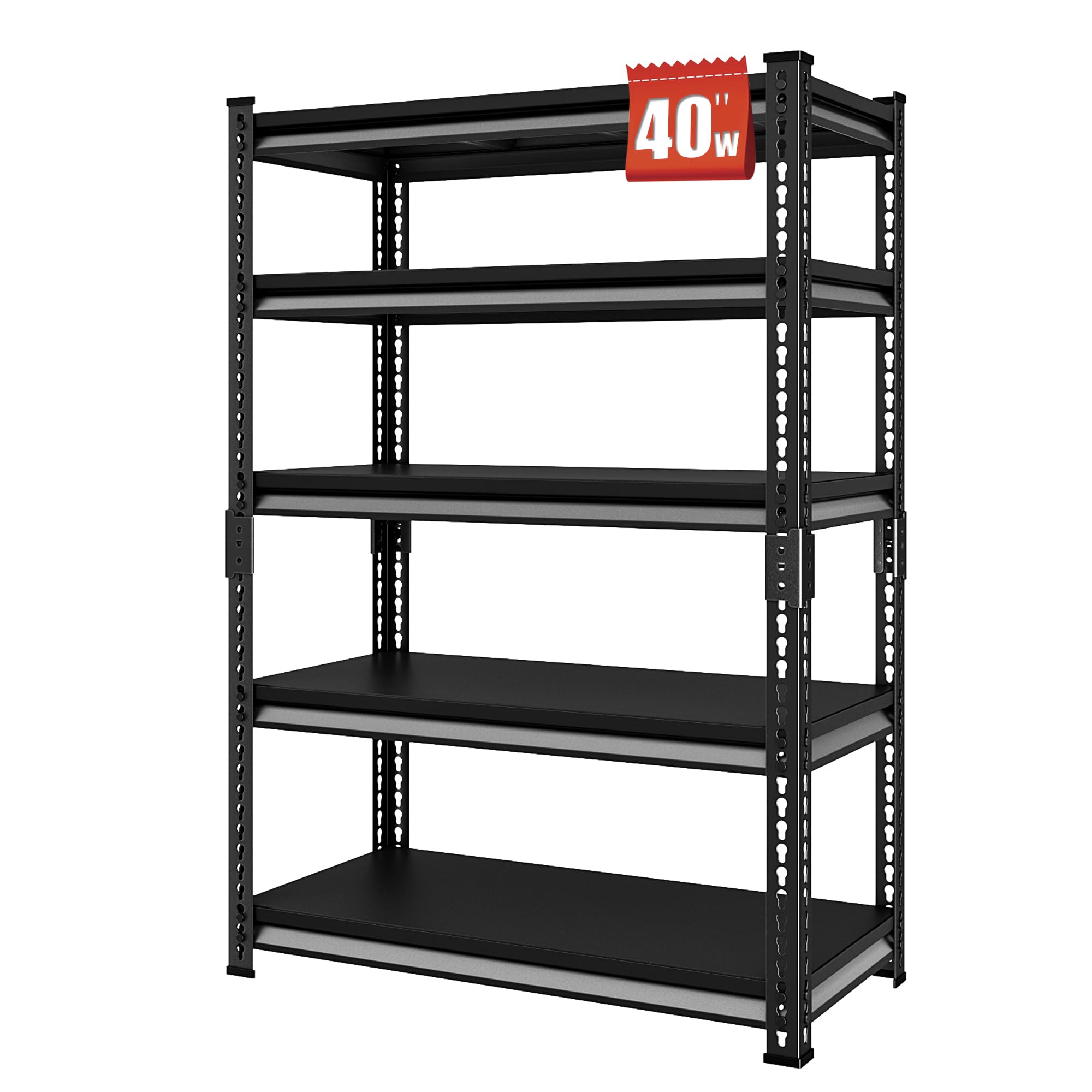 SDXYSTCE 40" W Garage Shelving Heavy Duty, 2200LBS Loads Garage Storage Shelves, 5-Tier Metal Shelving Units and Storage Racks, Industrial Utility Shelf Heavy Duty,40" Wx18 Dx72 H