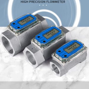 Hisocute Flowmeter 1in/2in/2.5in/3in LCD Digital Liquid Flow Sensor Meter Electronic Turbine-Flowmeter For Diesel-Fuel Urea Water Flowmeter Operated(not Included)