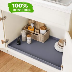 FLATO Waterproof Under Sink Mat - 34" x 22" Shelf Liner for Kitchen & Bathroom, Cabinet Protector, Organizers and Storage, Flexible Silicone Sink Drip Tray