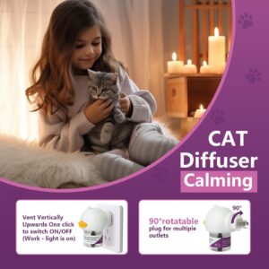 SOICARE Cat Pheromones Calming Diffuser, Cat Anxiety Relief Calming Diffuser, Pheromone Diffuser to Calm Multi Cats,Basic Kit (1 Diffuser & 2 x 48ml Refills) for 50 Days Calming Cat Treats