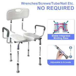 Retaoldth Ergonomical Shower Chair with Back and Arms, Integrated Anti-Slip Design Bath Chair, U-Shape Groove Cutout for Private Cleaning, for Handicap, Disabled, Seniors & Elderly