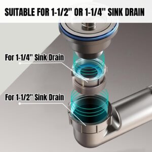 Expandable Flexible 1 1/2" or 1 1/4" Pipe kit for Double Kitchen Sink, All-In-One-Drain Kit for Double Bowl Sinks, Space saving, Suitable for Kitchen, Bathroom, Restroom