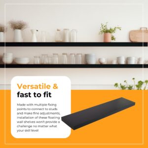 HÜNGSMART 60 Inch Wooden Floating Shelf – Supports 300lbs – 11.8inch Deep - Carpenter Designed - Engineered Wood 5 foot Long – Black Stained Walnut Finish– Includes Laser Welded Precision Wall Bracket