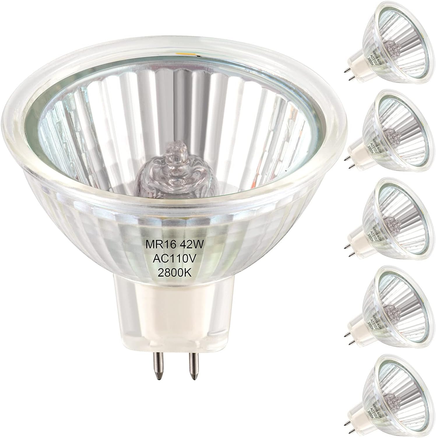 RuLEDne MR16 GU5.3 Halogen Bulbs 42W Dimmable Warm White 2800k, AC 120V GU5.3 Bulb, Non Flicker, 360 Beam Angle, Bright MR16 Halogen Light Bulbs for Home Lighting