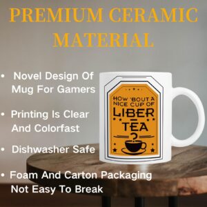 Liber Tea Mug Coffee Mug，Novelty Liber-Tea Cup 11 Ounce Gift For Gamers (White)