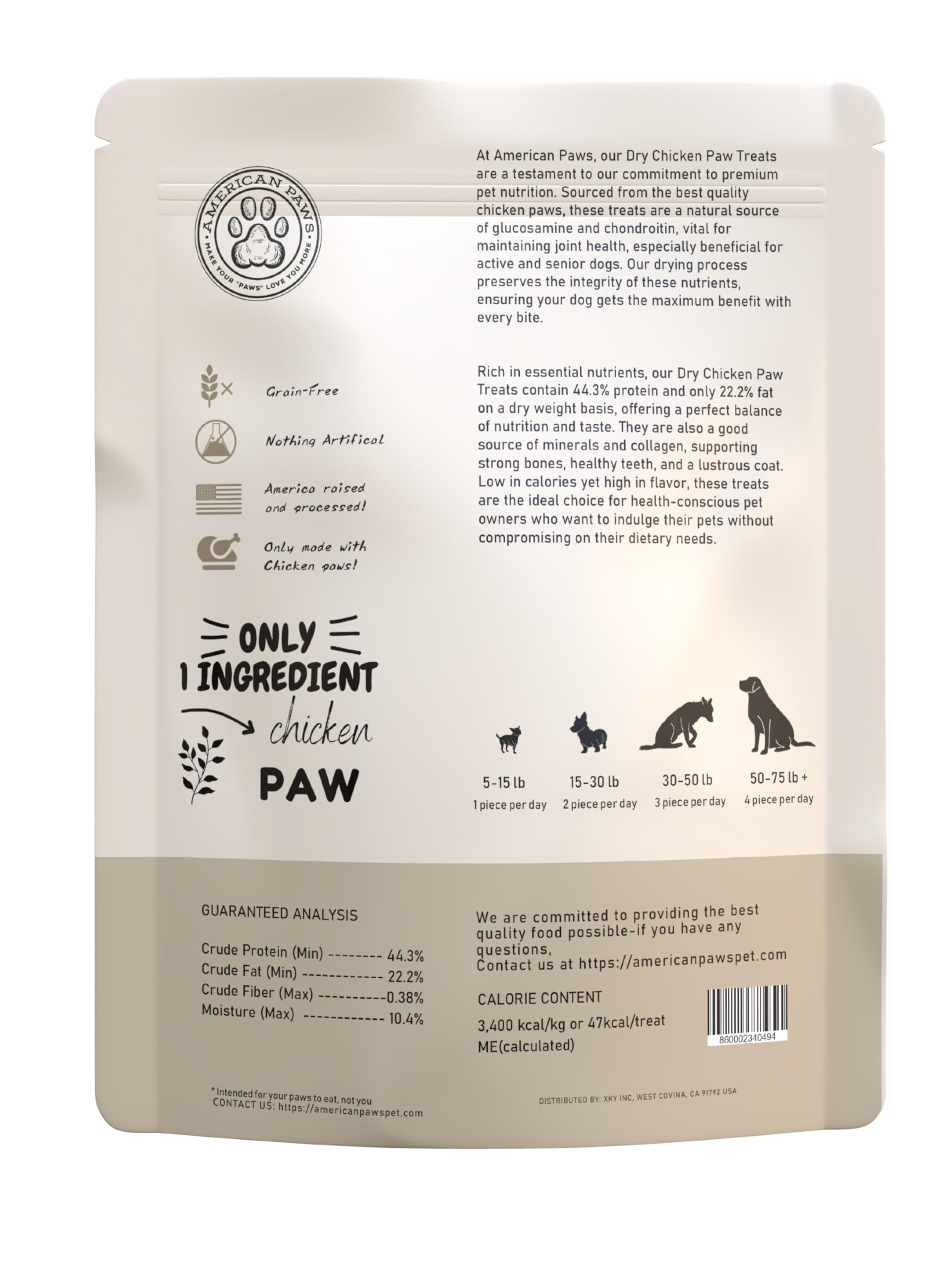 American Paws Dehydrated Chicken Feet Dog Treats, Only One Ingredient, No Additives, Made and Sourced in USA, (About 28-Pack), 1lb