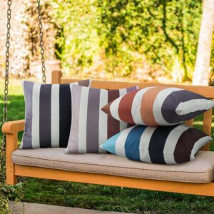 CURRAMET Pack of 2 Outdoor Pillows Waterproof Geometric Stripes Outdoor Pillow Covers, Decorative Square Patio Pillows Cushion Case for Couch Tent Sunbrella 18 x 18 Inches