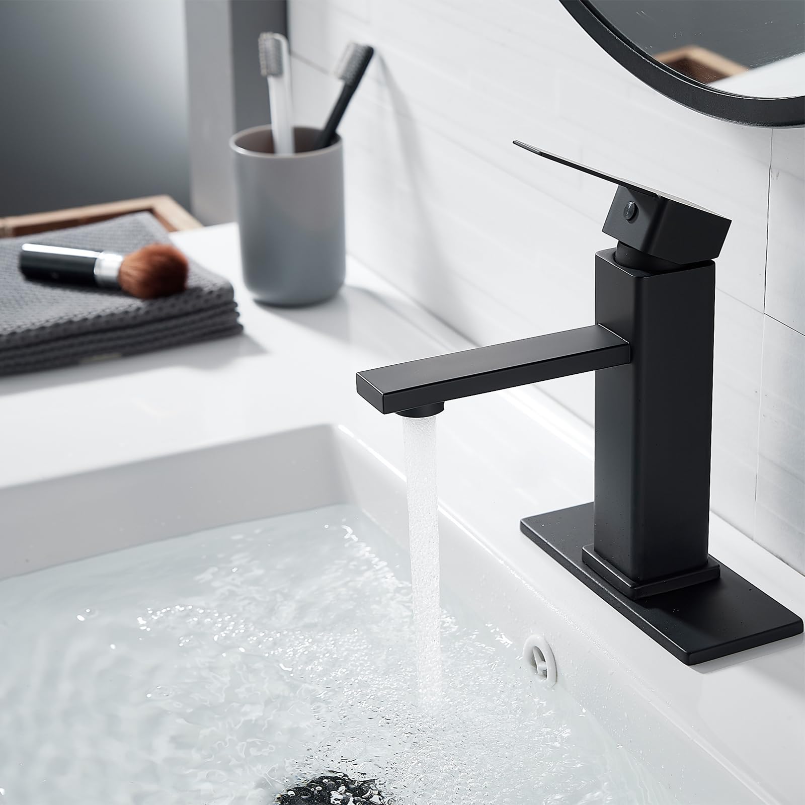 NICTIE Bathroom Faucet Black Bathroom Sink Faucet Single Hole Single Handle Vanity Sink Faucet Matte Black Modern Commercial RV Faucet with Pop-up Drain for 1 - or 3-Hole Bathroom Sink