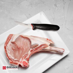 Giesser since 1776, Made in Germay, Boning knife flexible curved blade 5 inch, Ultra Slip Resistant Handle material, Dishwashersafe, rustfree, Butcher Knife for filleting