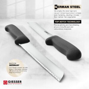 Giesser since 1776, Made in Germay, Bread Knife 9 Inch, High Carbon German Steel, Dishwasher safe, rustfree