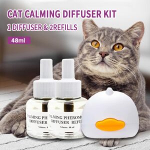 SOICARE Cat Pheromones Calming Diffuser, Cat Anxiety Relief Calming Diffuser, Pheromone Diffuser to Calm Multi Cats,Basic Kit (1 Diffuser & 2 x 48ml Refills) for 50 Days Calming Cat Treats