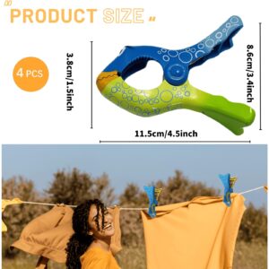 Wezdopu 4PCS Beach Towel Clips Anemonefish Towel Clips for Beach Chairs Large Clips for Drying Quilt Clothes Patio Beach Accessories