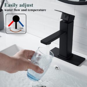 NICTIE Bathroom Faucet Black Bathroom Sink Faucet Single Hole Single Handle Vanity Sink Faucet Matte Black Modern Commercial RV Faucet with Pop-up Drain for 1 - or 3-Hole Bathroom Sink