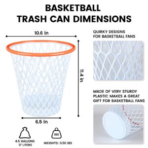 Trash Can,Basketball Trash Can,4.5 Gallon Garbage Can for Basketball Party, Basketball Hoop Style,Basketball Net Waste Basket,Size11"x11"x12"for Basketball Room,Basketball gift,Coffee Shop,Gym.