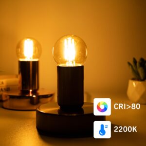 Dimmable Amber Light Bulb E26 Edison LED Light Bulb,G16.5/G50 Small Globe Filament Amber Night Light Bulb 4W,AC120V Warm White 2200K 350LM,Decorative Bulbs (Straight Filament 4W E26, 2 Pack)