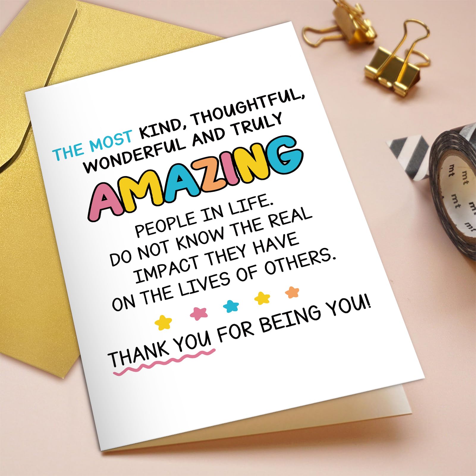 Qiliji Cute Thank You Card, Thank You Card for Friend Bestie, Appreciation Card for Family Partner Coworker Teacher Doctor Nurse, Thank You For Being Amazing