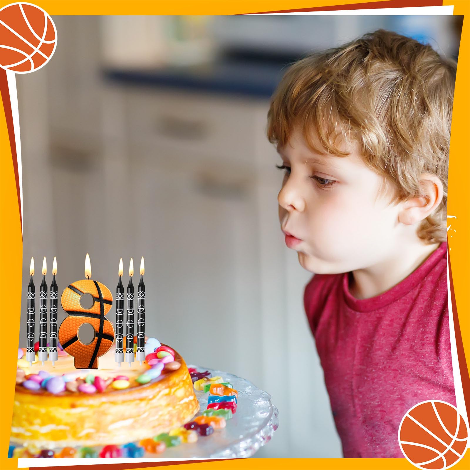 Photect 11 Pcs Basketball Birthday Candles Number 5-9 Candle Cake Topper Decor Basketball Themed Birthday Cake Decorations for Boys Girls Kids Party Supplies Decoration (Number 8)