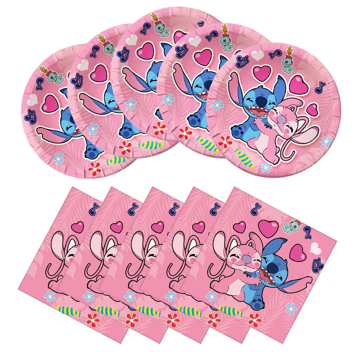 40pcs Pink Birthday Party Supplies, 20Plate And 20Napkin, Pink Party Decorate Supplies