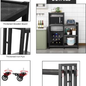 6-Tier Kitchen Bakers Rack Storage Shelf with Wheels, Utility Plant Stand/ Mini Fridge & Microwave Oven Stand Table, Coffee Bar, Adjustable Kitchen Shelves Freestadning for Home Office Patio