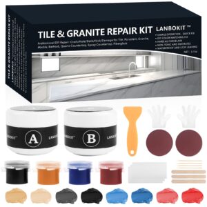 tile and fiberglass tub repair kit, lanbokit marble and granite repair kit, porcelain repair kit for sink & toilet, epoxy and quartz countertop repair kit for cracks chips scratches holes dents