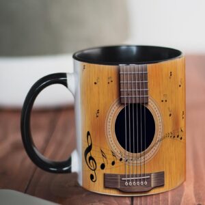 1/3 Ceramic Coffee Mug - Novelty Music Note Cups, Funny Music Note Coffee Mug | Guitars Piano Violin Musician Coffee Cup, Musical Notes Design Guitar Coffee Cup for Musical Teacher Music Lover