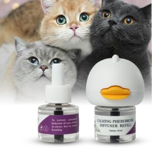 soicare cat pheromones calming diffuser, cat anxiety relief calming diffuser, pheromone diffuser to calm multi cats,basic kit (1 diffuser & 2 x 48ml refills) for 50 days calming cat treats