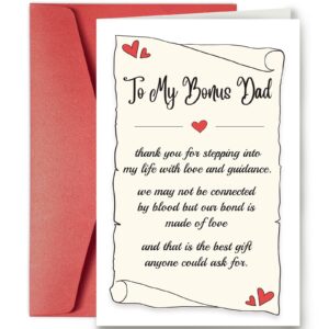 supershunhu sweet birthday card for bonus dad, funny poem fathers day card for bonus dad, bonus dad card from stepdaughter stepson, appreciation card for stepdad, thank you card