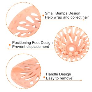 uxcell Hair Catcher, 3.94inch Silicone Hair Stopper Shower Drain Covers Drain Protector for Bathroom Kitchen Balcony, Orange 6Pcs