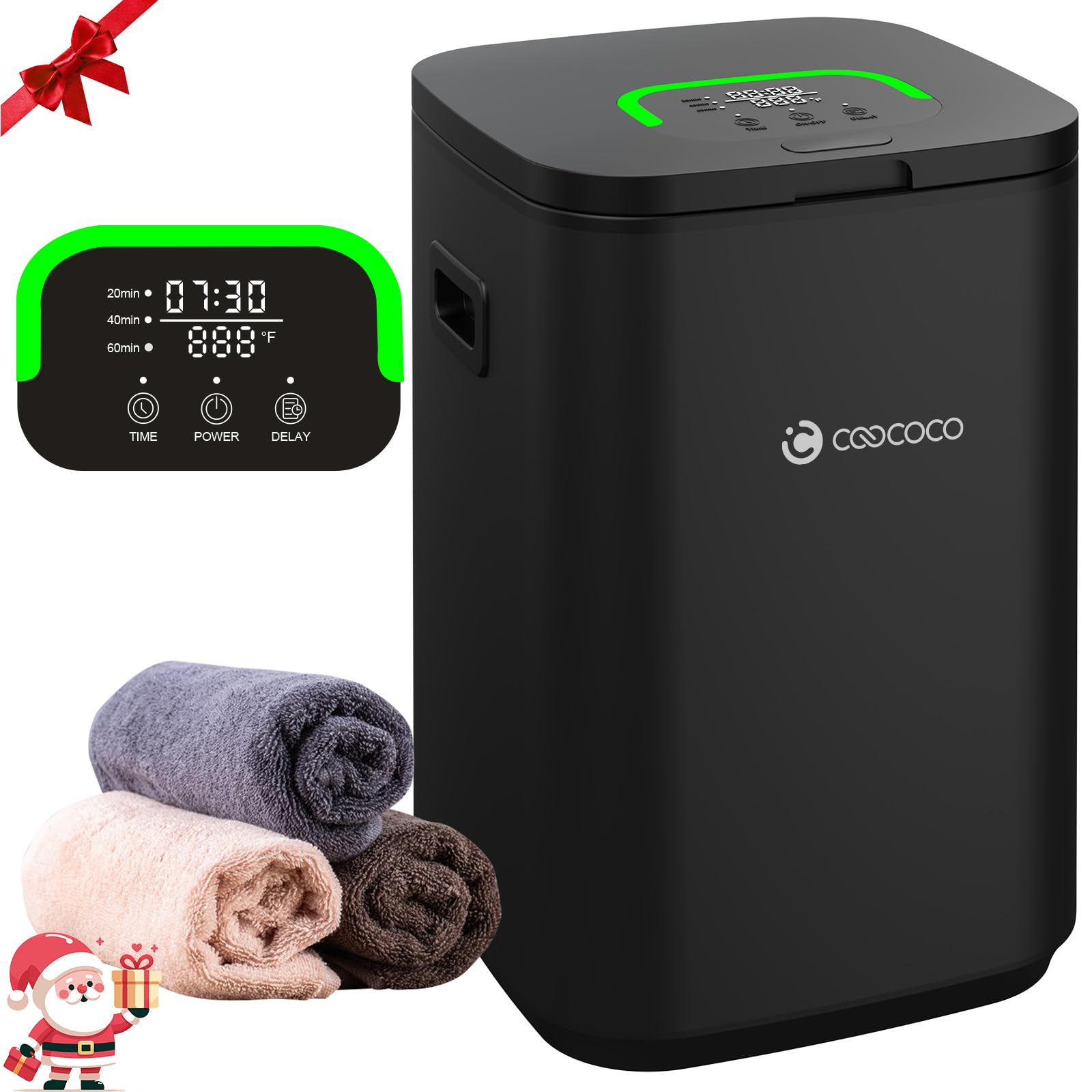 CooCoCo Towel Warmer, 23L Large Hot Towel Heater Bucket for Bathroom, Blanket Warmer with Child Lock and Timer, LED Display, Delay Time Up to 24 Hours, House Warming for Women, Men