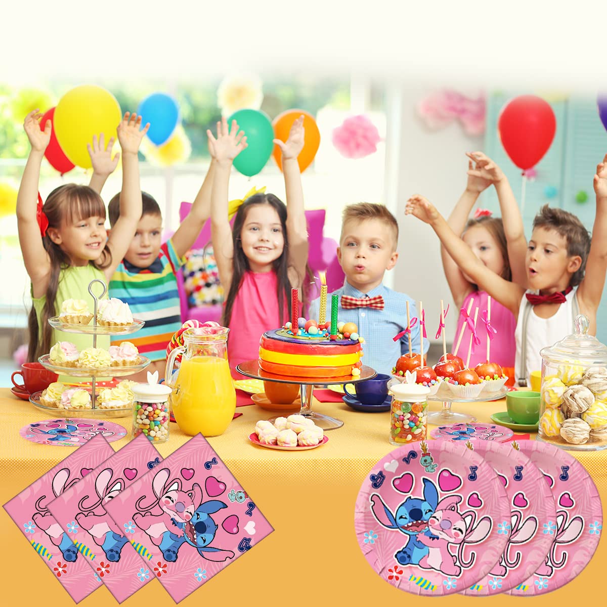 40pcs Pink Birthday Party Supplies, 20Plate And 20Napkin, Pink Party Decorate Supplies