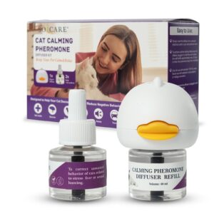 SOICARE Cat Pheromones Calming Diffuser, Cat Anxiety Relief Calming Diffuser, Pheromone Diffuser to Calm Multi Cats,Basic Kit (1 Diffuser & 2 x 48ml Refills) for 50 Days Calming Cat Treats