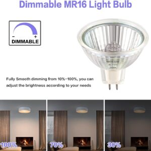 RuLEDne MR16 GU5.3 Halogen Bulbs 42W Dimmable Warm White 2800k, AC 120V GU5.3 Bulb, Non Flicker, 360 Beam Angle, Bright MR16 Halogen Light Bulbs for Home Lighting