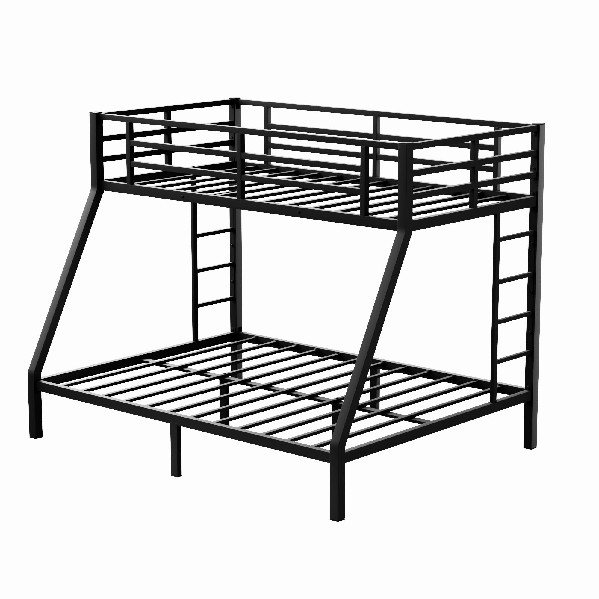 Bellemave Twin XL Over Queen Metal Bunk Bed for Kids,Heavy-Duty Bunk Bed with 2 Ladders,Space-Saving Bunk Bed for Teens/Adults,Noise-Free,Black