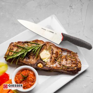 Giesser since 1776,Made in Germany, Chef Knife 8 Inch, Ultra Slip Resistant Handle material, Dishwashersafe, rustfree, German Kitchen knife