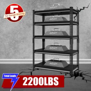 SDXYSTCE 40" W Garage Shelving Heavy Duty, 2200LBS Loads Garage Storage Shelves, 5-Tier Metal Shelving Units and Storage Racks, Industrial Utility Shelf Heavy Duty,40" Wx18 Dx72 H