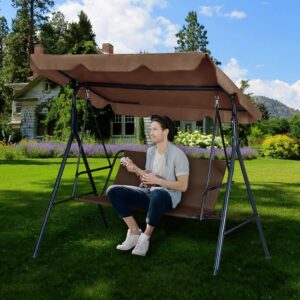 Swing Seat Replacement Swing Covers for Outdoor Patio Swing 3 Seater 600D Upgraded Thicken Oxford Waterproof Fabric Porch Swing Chair Cushion Covers (Coffee, 58.3x19.5x19.5inches)